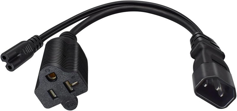 TEWOXIN IEC320 C14 to C7 + NEMA 5-20R Y Splitter Power Cord, Heavy-Duty 18AWG, for High-Power Devices & Electronics(1FT/0.3M) - Image 3